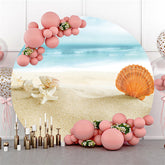Lofaris Sandy Beach And Shell Scenery Round Backdrop For Summer